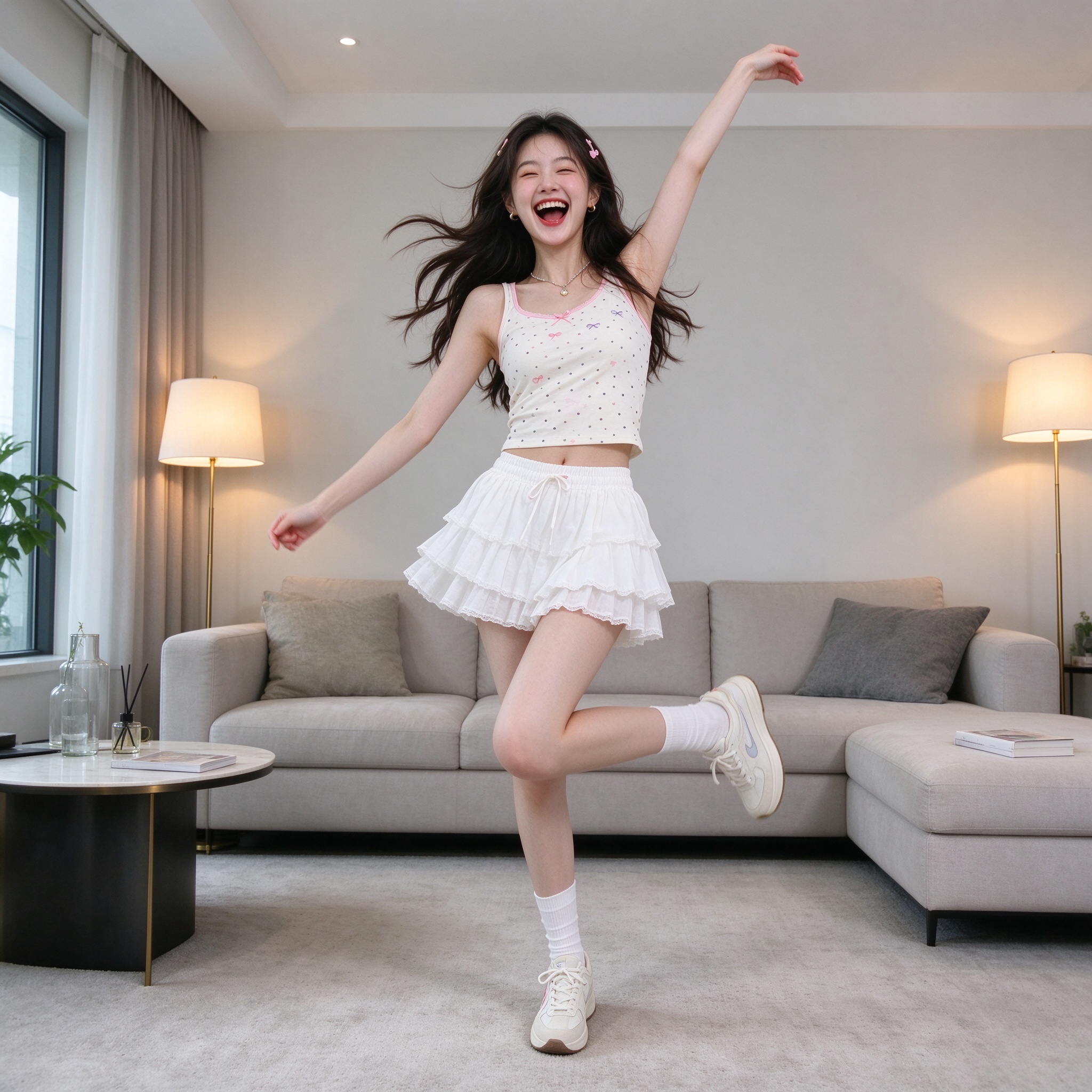 在家跳舞等你连麦的真人女主播团团