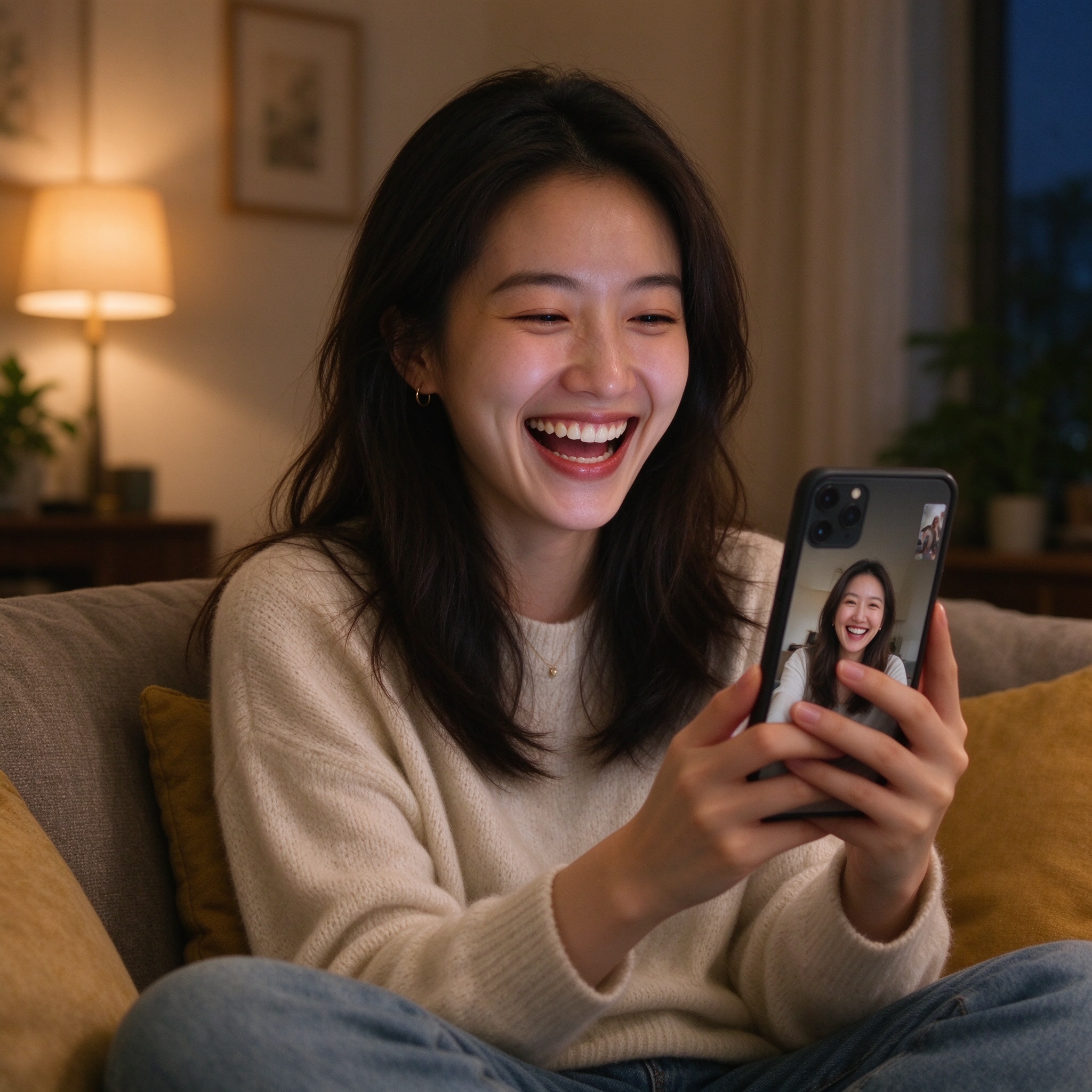 与主播一对一视频通话的用户画面